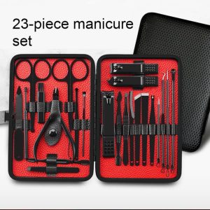 23 Pcs Black Stainless Steel Manicure And Predicure Set