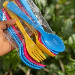 KIDS PLASTIC MIXED SPOON AND FORK